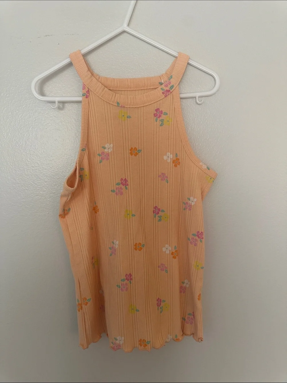 Cat & Jack Peach Floral Ribbed High-Neck Tank